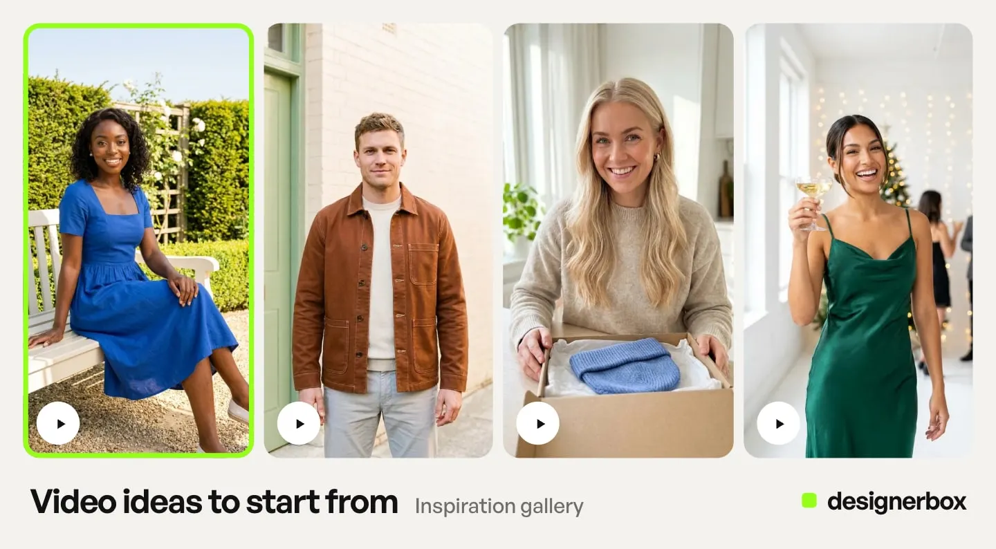 Video ideas from the DesignerBox Inspiration gallery, with the blue dress on a model marked