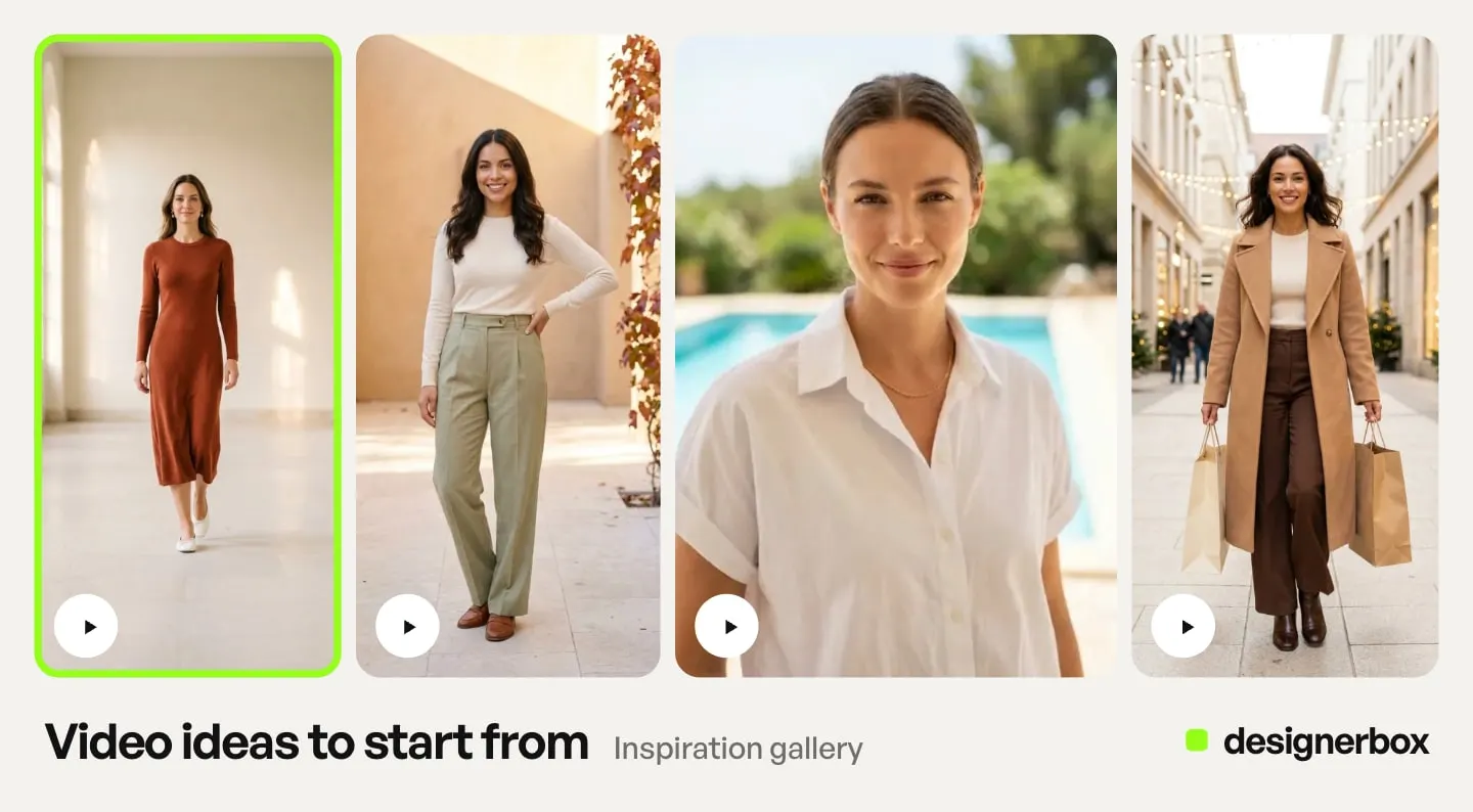 Video ideas from the DesignerBox Inspiration gallery, with the knit dress on a model marked