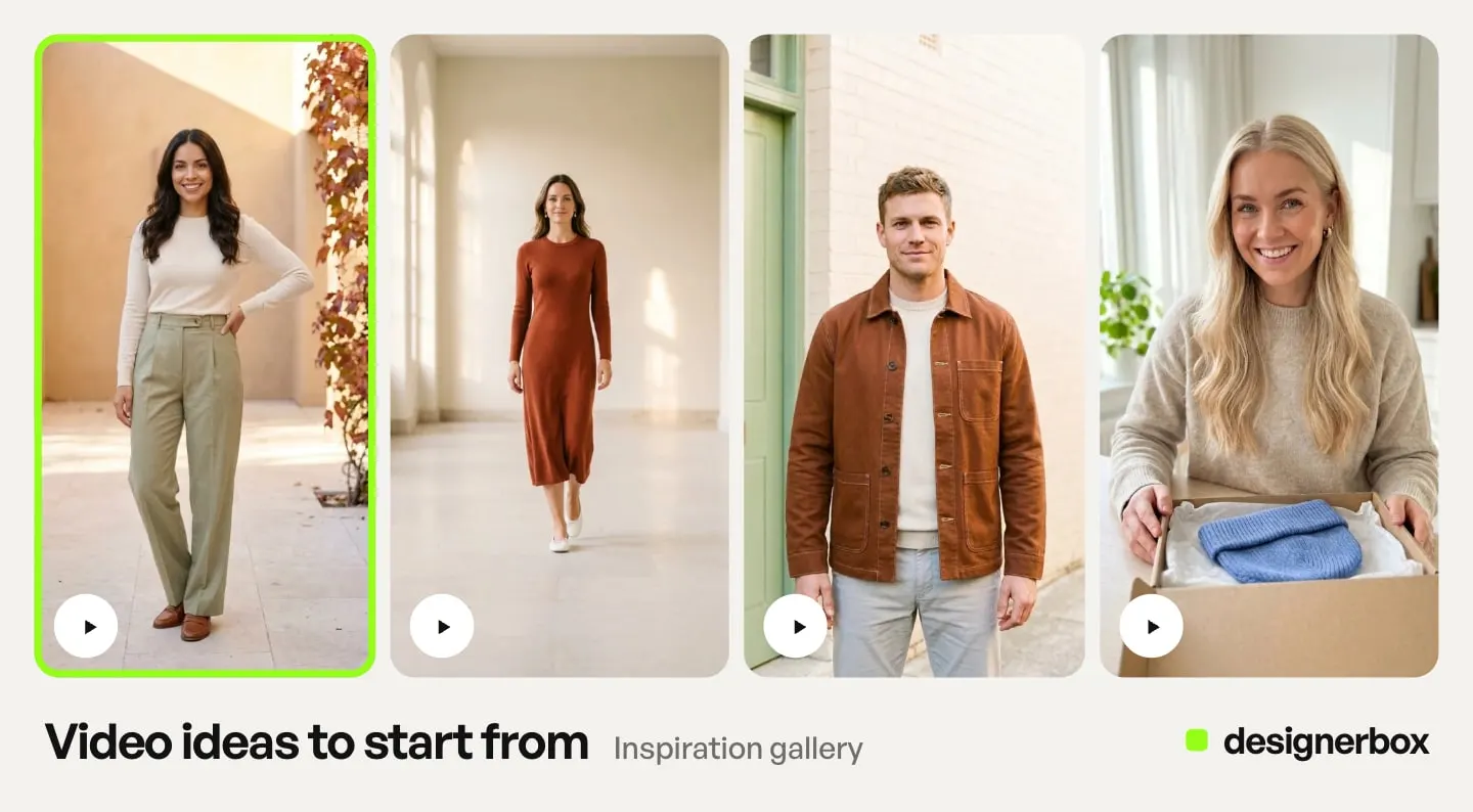 Video ideas from the DesignerBox Inspiration gallery, with the pleated trousers on a model marked