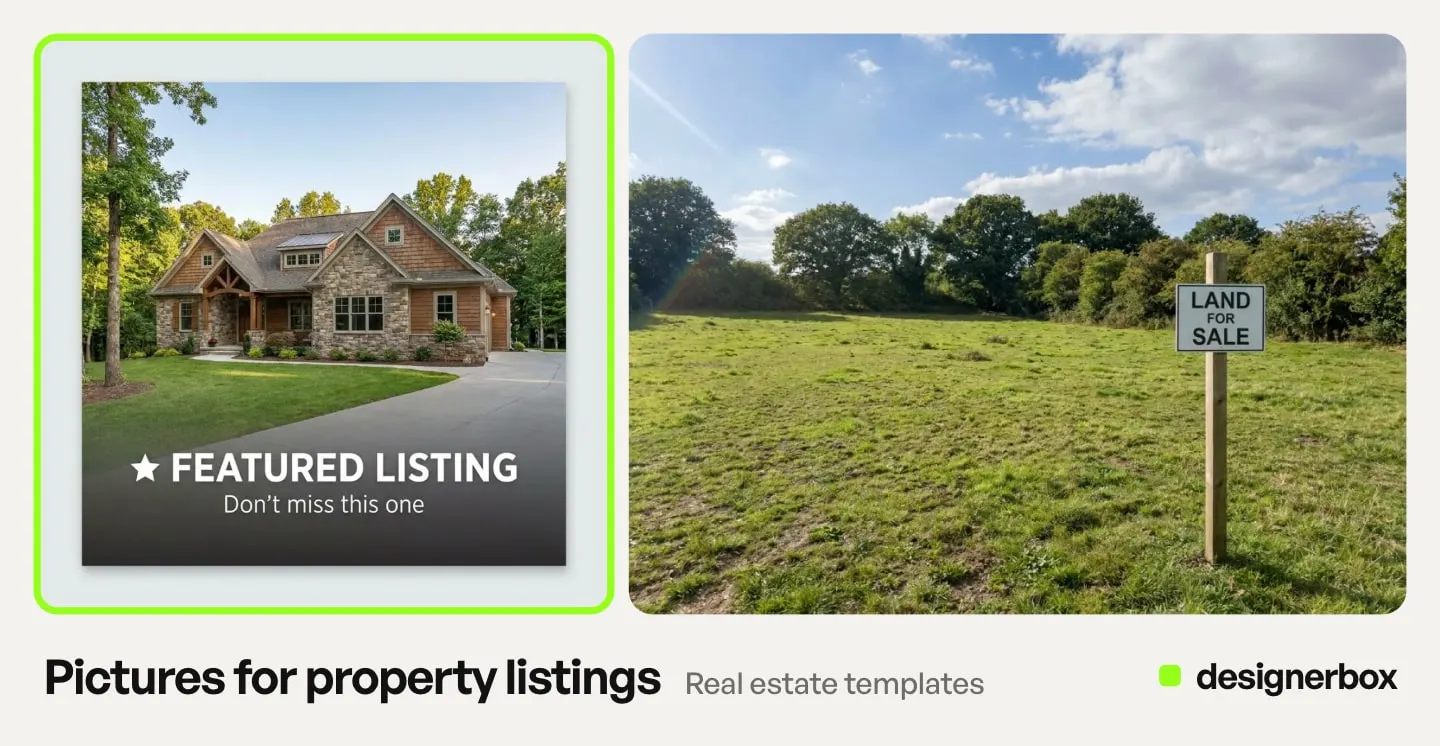 Real estate templates in DesignerBox, with the suburban house marked