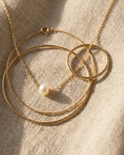 The same necklace on linen, made with DesignerBox