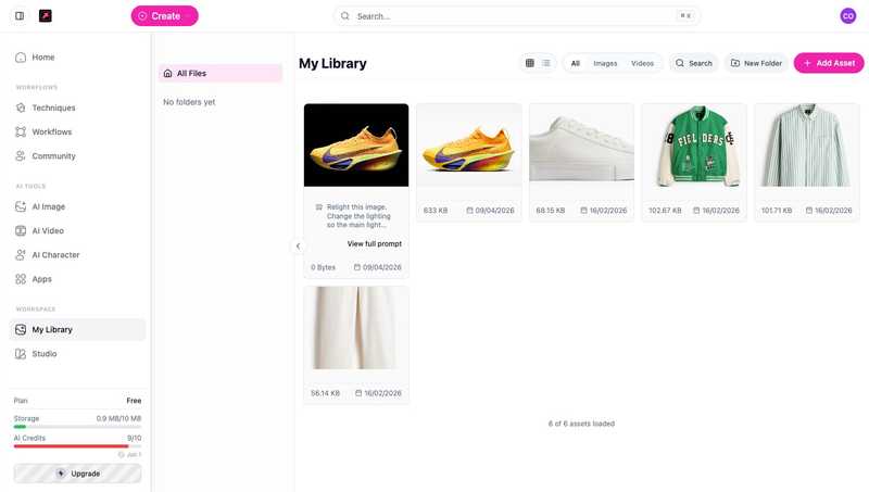 The DesignerBox My Library, where generated images and videos are stored