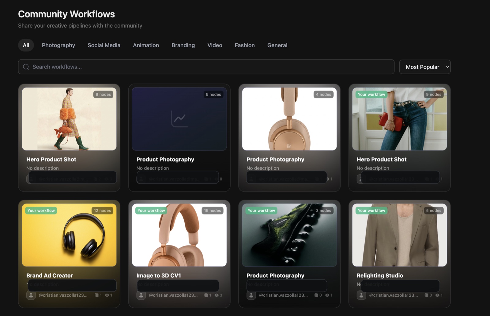 Community workflow gallery with packaged workflows in DesignerBox