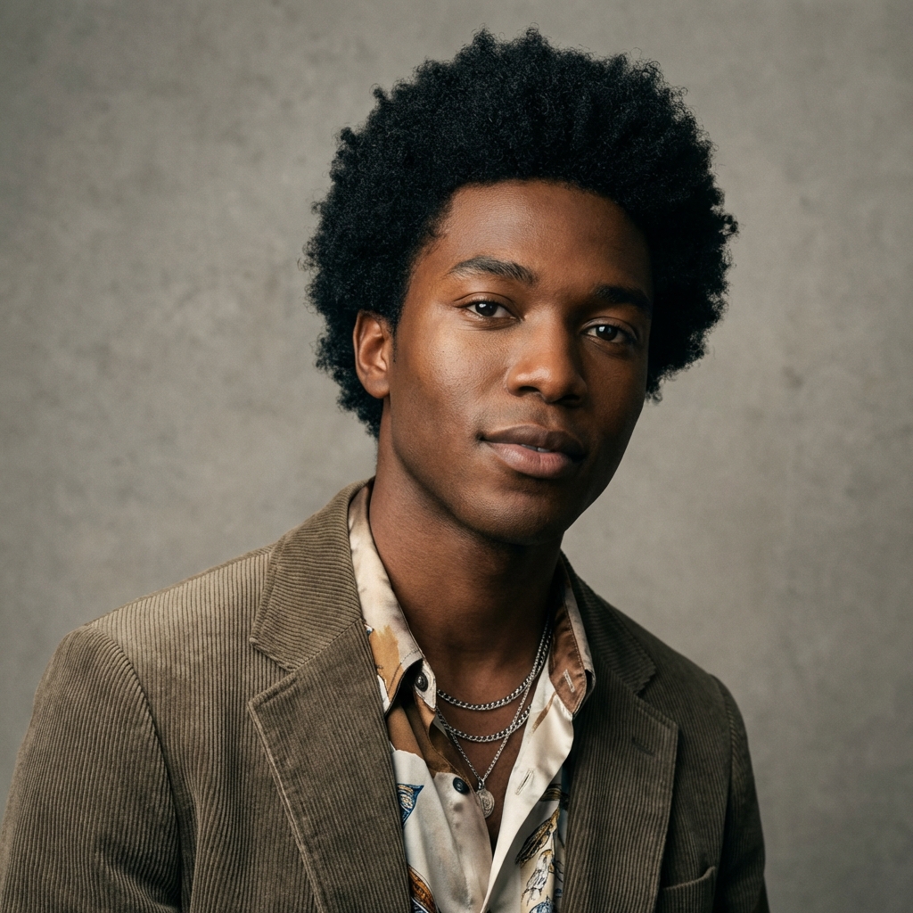 Male model with curly hair