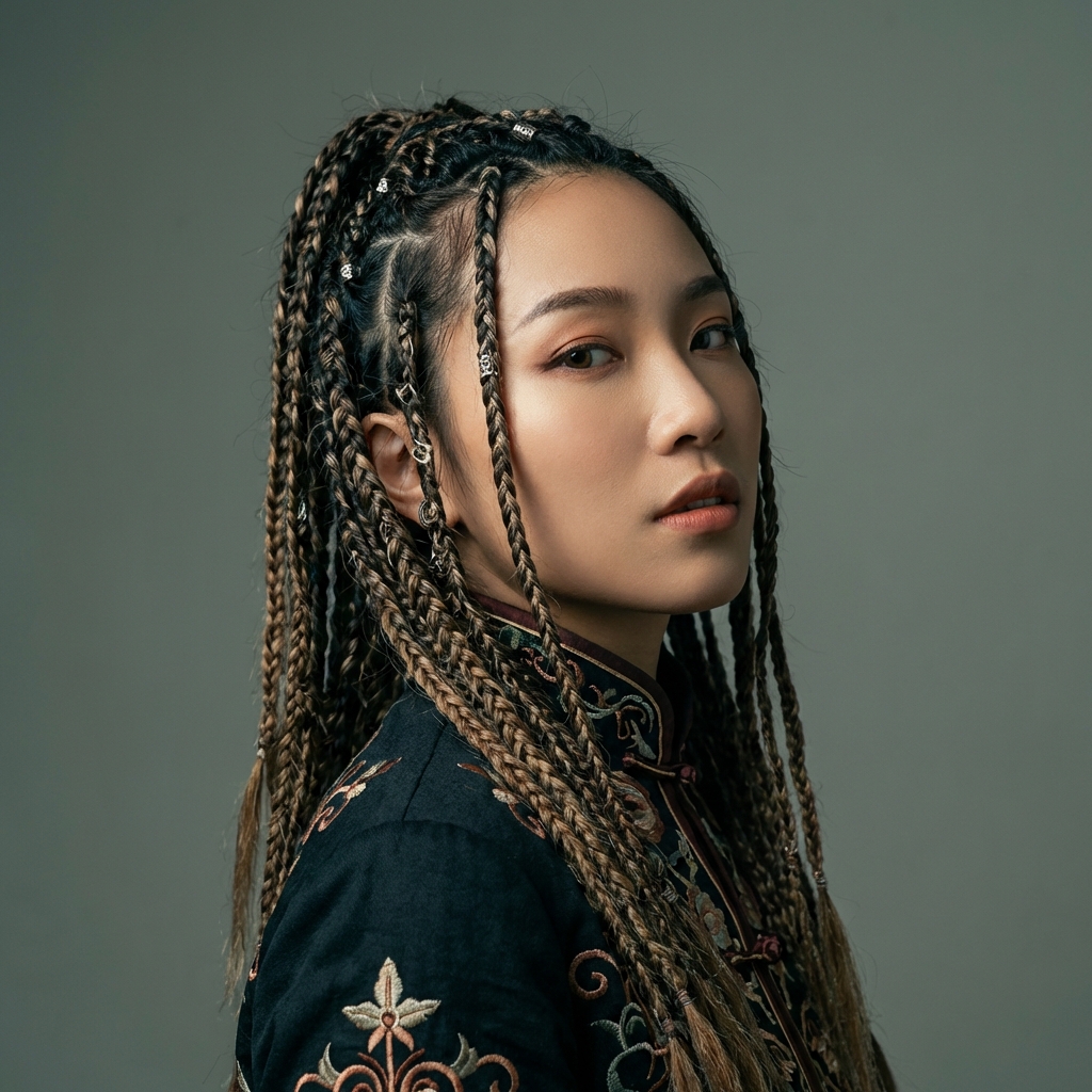 Female model with braids