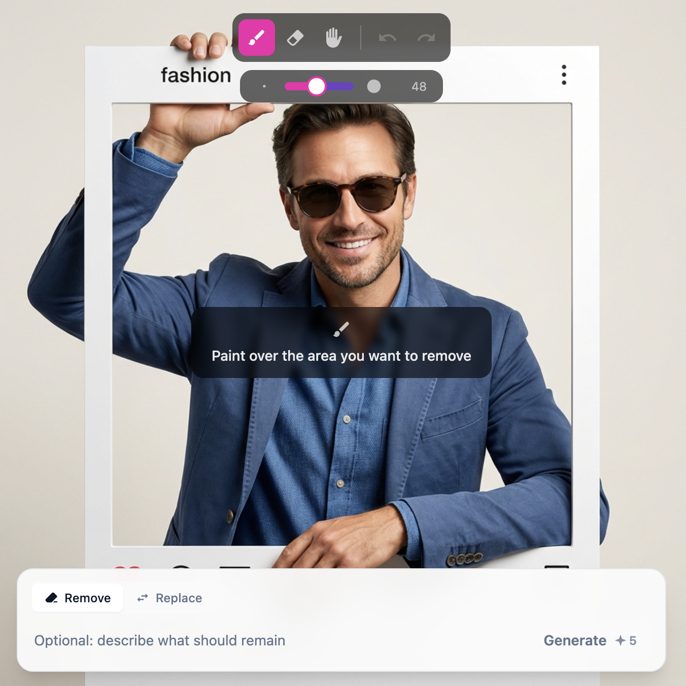 AI-repaired photo with blemishes and surface marks healed