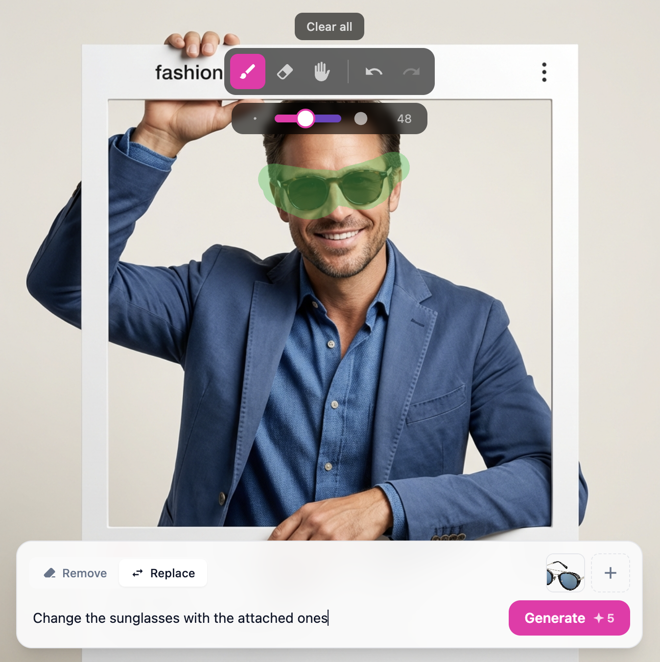Image cleaned up with AI content-aware fill
