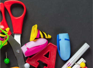 Back-to-school supplies flat lay generated with AI