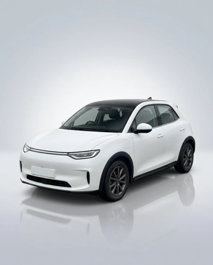 One background for every car in stock: White hatchback, made with AI