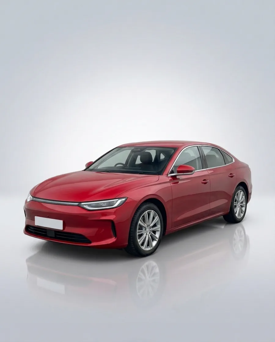 One background for every car in stock: Red saloon, made with AI