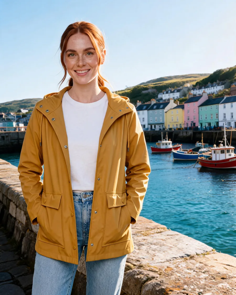 The same character in every location: Harbour, made with AI