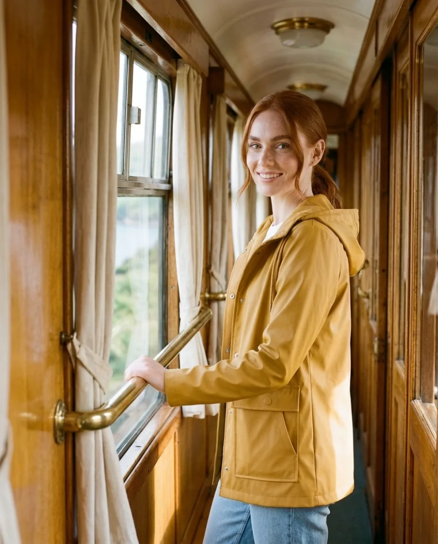 The same character in every location: Train, made with AI