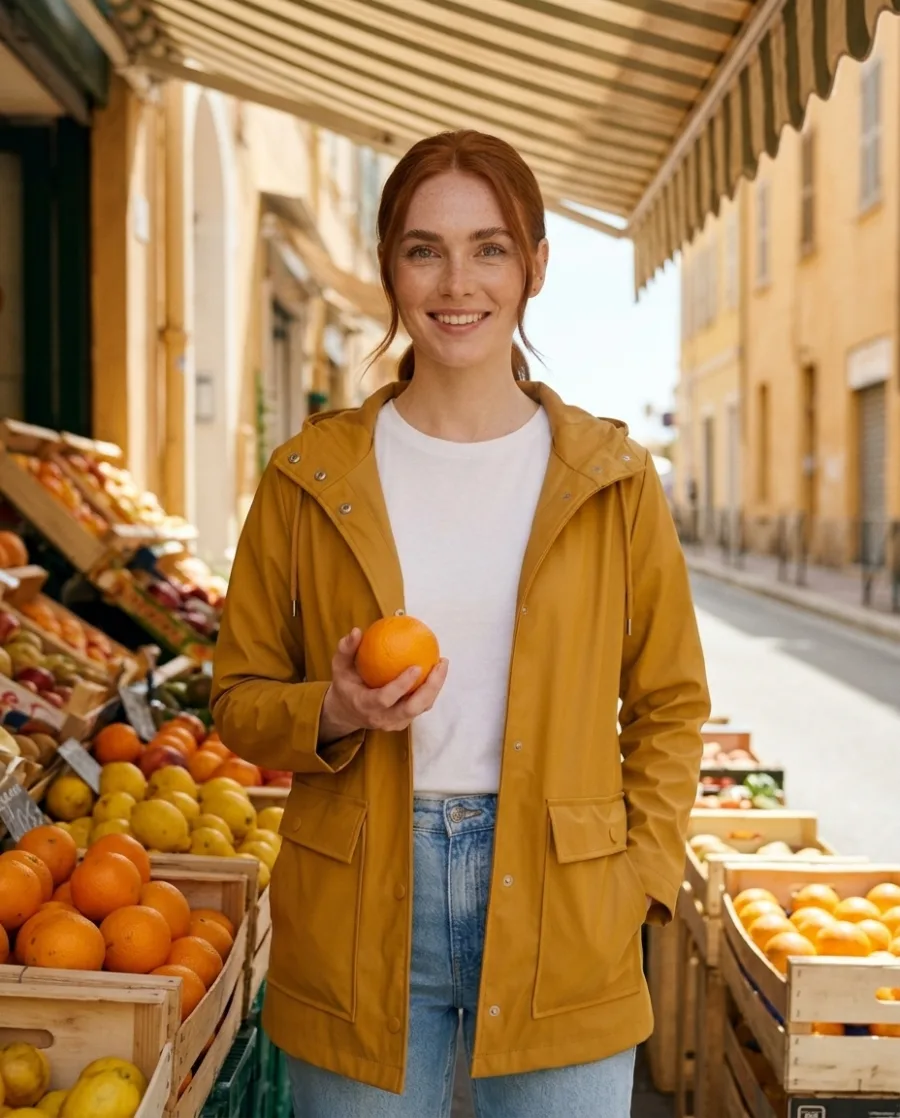 The same character in every location: Market, made with AI