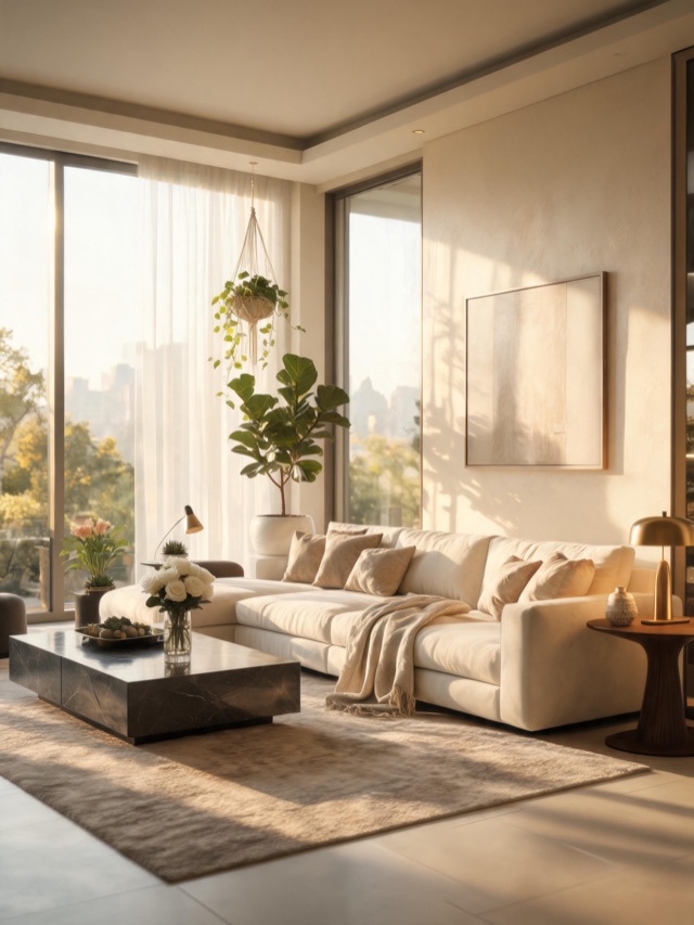 Styled living-room interior generated with AI