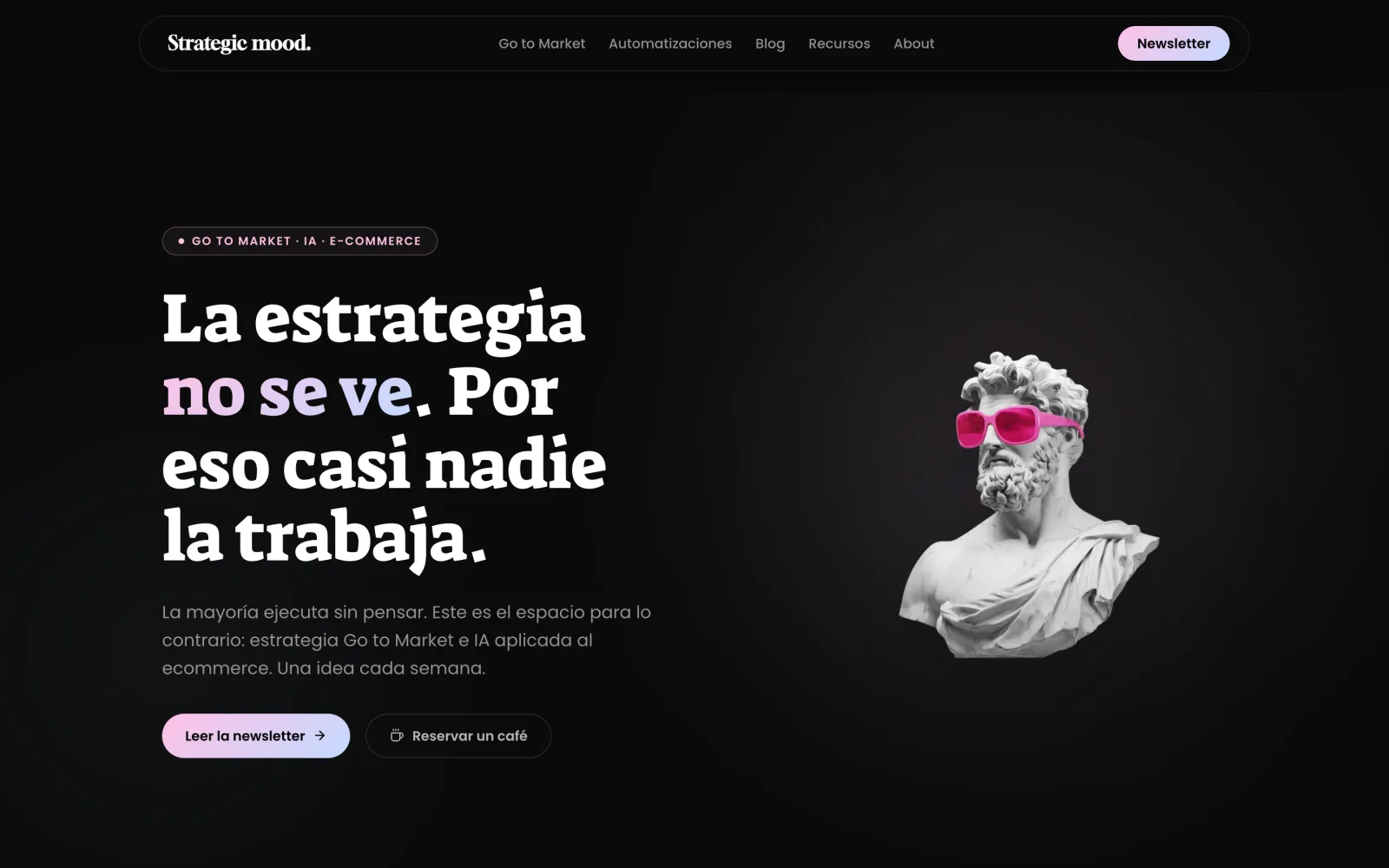 La página de inicio de strategicmood.com, la web de Strategic Mood