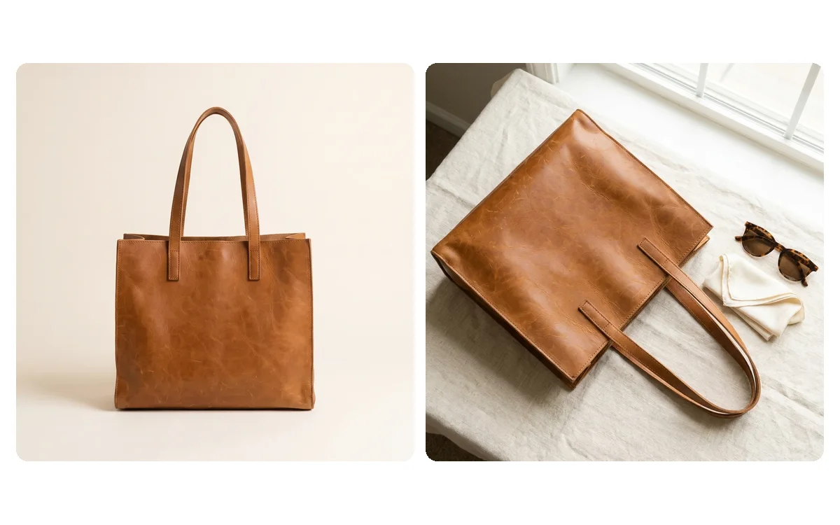 A flat lay of one product with two props, top-down