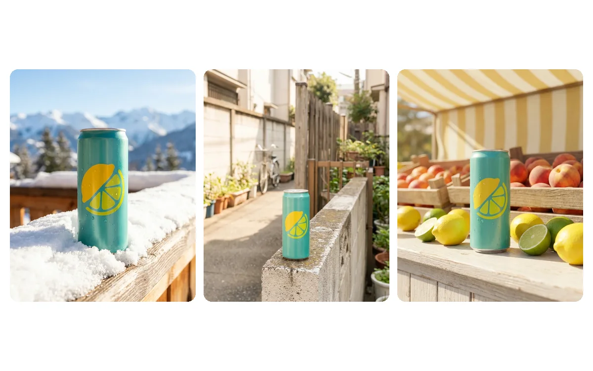 One product in three scenes